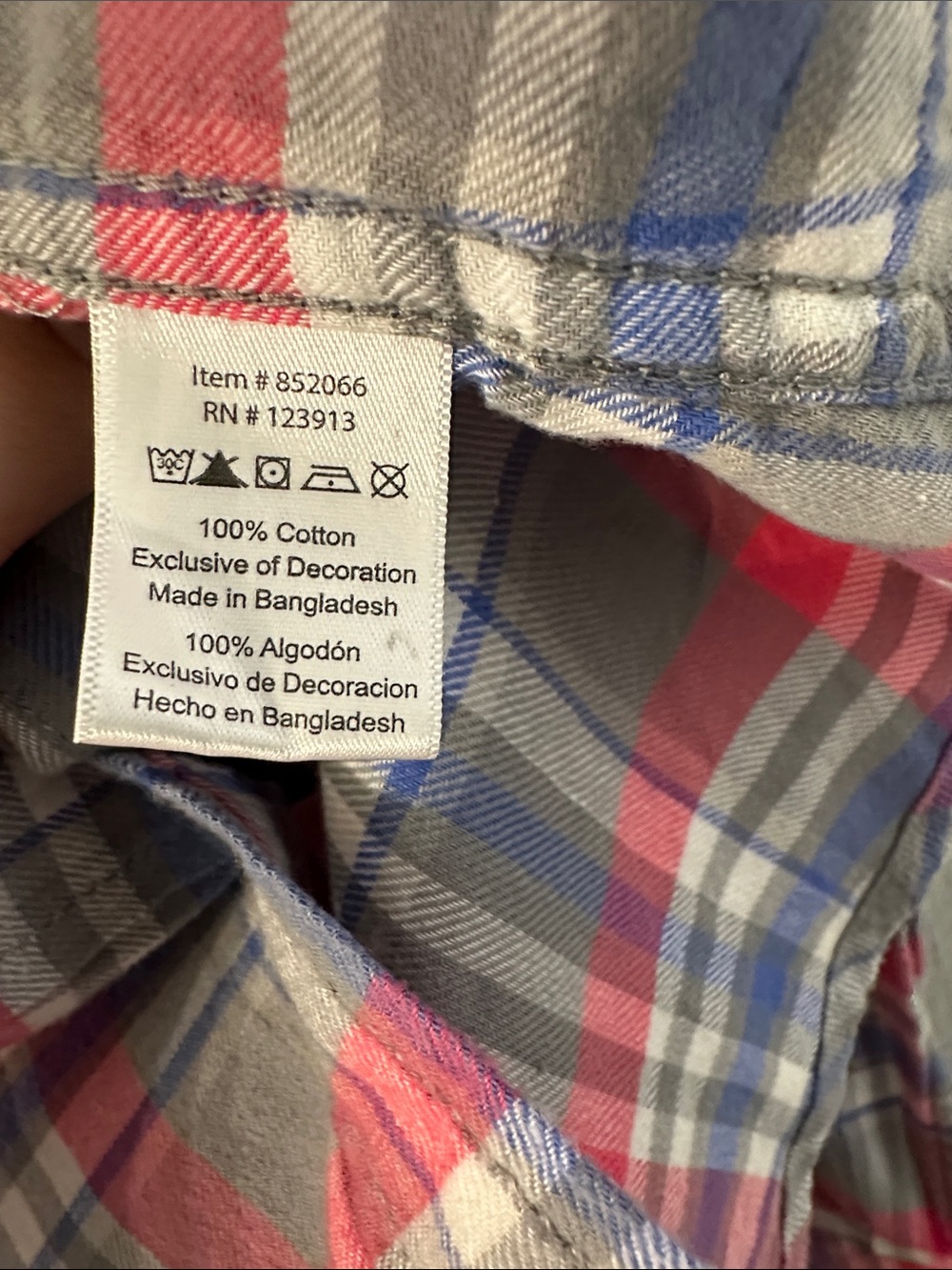 Jachs Pink, Gray & Blue Plaid Snap-Front Casual Shirt - Picture 5 of 7